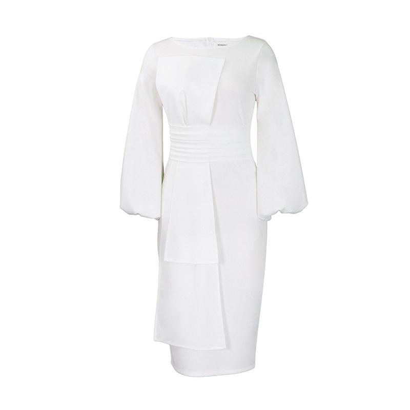 Sheath Business Women's Clothing Ol Temperament Size Dress Plus Solid Color