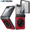 KEYSION 360°Rotating Magnetic Ring Stand Case for MagSafe for Samsung Galaxy Z Flip 7 5G Hinge Phone Cover with Screen Protector
