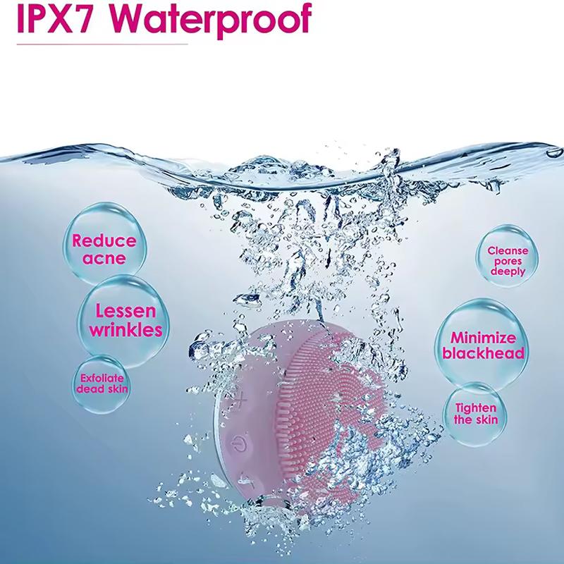 Mini Electric Silicone Face Cleaning Brush Spa Ultrasonic Face Scrubber Massager Sonic Vibrating Facial Cleansing Brush