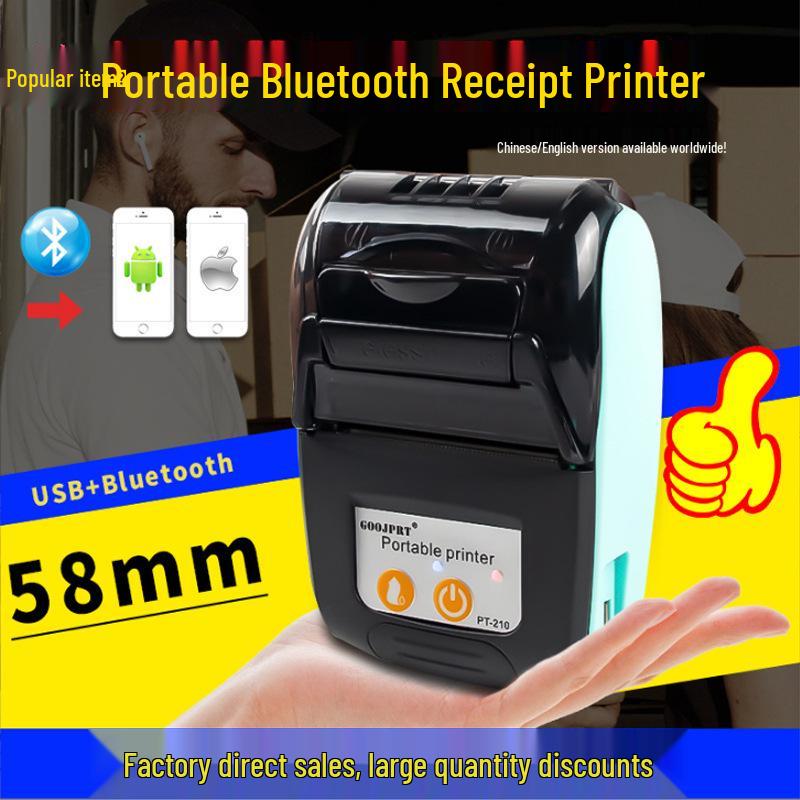 Jingpu 58mm Wireless Bluetooth Thermal Printer for Takeaway & Barcode Receipts