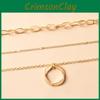 Geometric Alloy Chunky Chain Necklace With Round Pendant For Women Summer