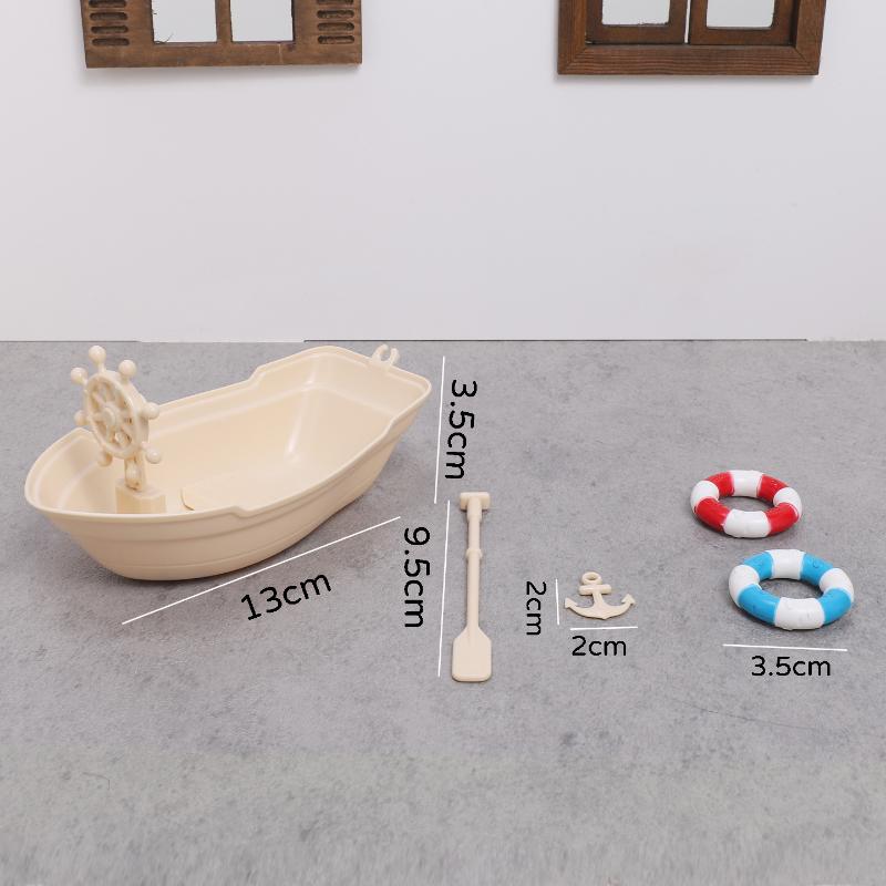 1 Set Mini Simulated Dollhouse Ornaments Miniature Fishing Boat Kit Plastic Fishing Boat Model Micro Landscape Decoration A1