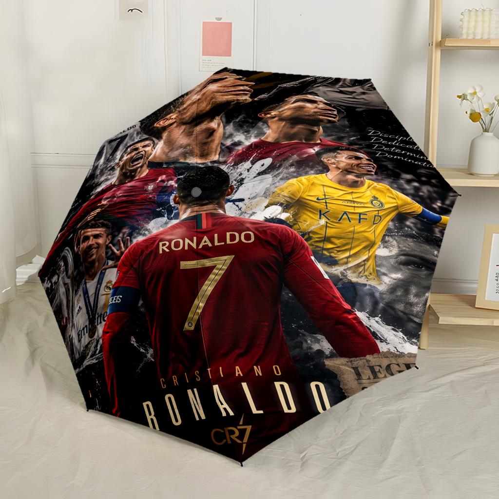 Ronaldo's Legacy Football Automatic Umbrella Compact & Durable 8-Rib Design Durable Plastic & Iron All-Season Travel Fashionable