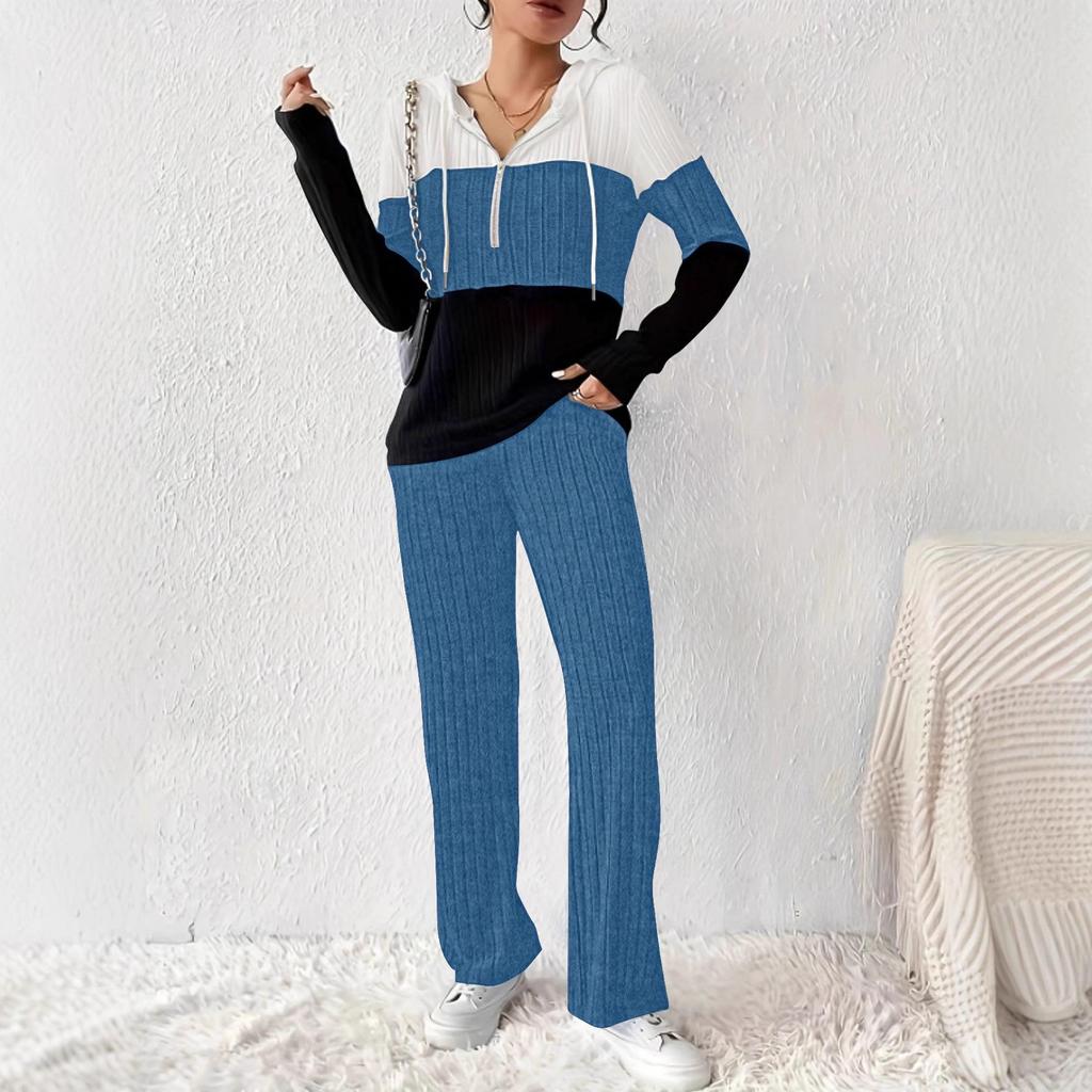 TUME Autumn/Winter Color Block Hoodie & Pants Set - Casual Fashion Two-Piece