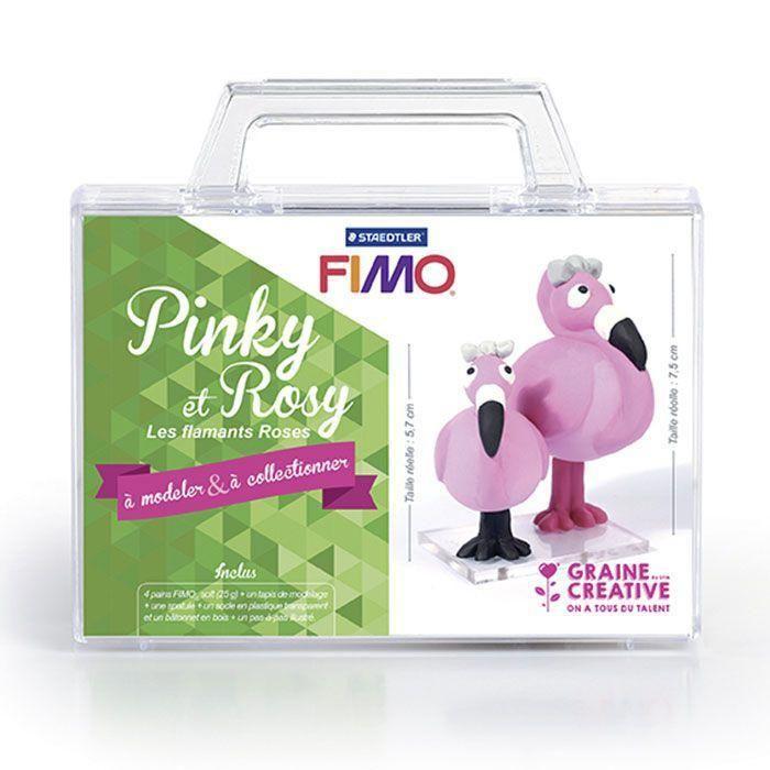 Coffret pâte polymère Ma première figurine - Pinky et Rosy les flamants roses
