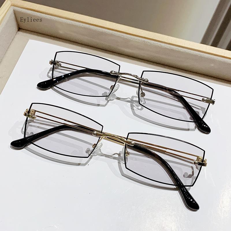 Gafas de sol fotocromáticas cuadradas sin montura de moda que bloquean la luz azul para mujeres y hombres, gafas de lectura con acabado para visión de lejos, gafas con dioptrías