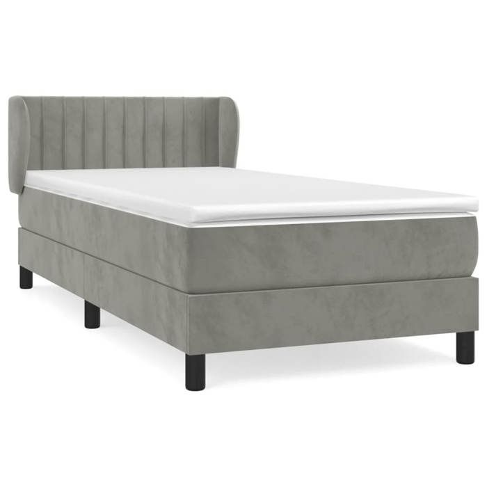 VidaXL Lit à sommier tapissier et matelas Gris clair 90x190 cm Velours - Modèle 3127583
