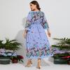Rochie de damă de primăvară vară, mărime mare, din șifon, cu talie elastică, mâneci evazate, rochii lungi de vacanță