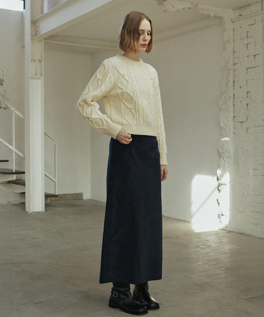 Yeoppe Corduroy Line Skirt_Navy