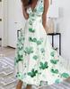 2023 Women's Summer V-Neck High Waist Sleeveless Printed Dress