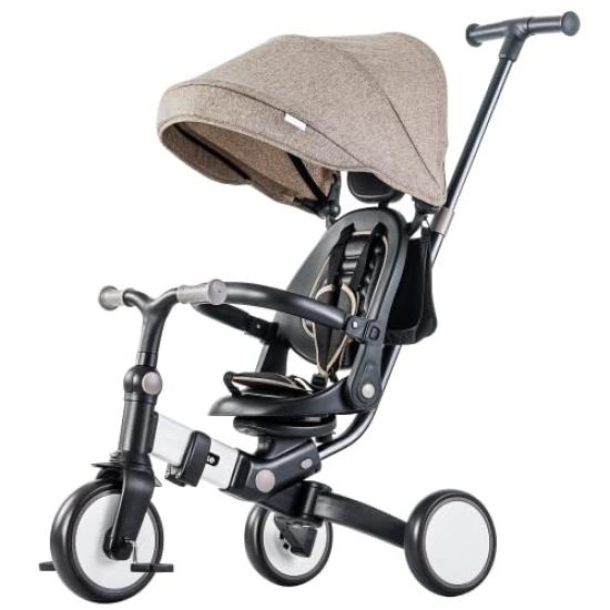 BTM Folding with Push Safety Tricycle 1 Year 2 Year 3 Year Ultra Rotating Adjustable For Easy Birthday Gift Children's Tricycle, Tricycle, Cover,