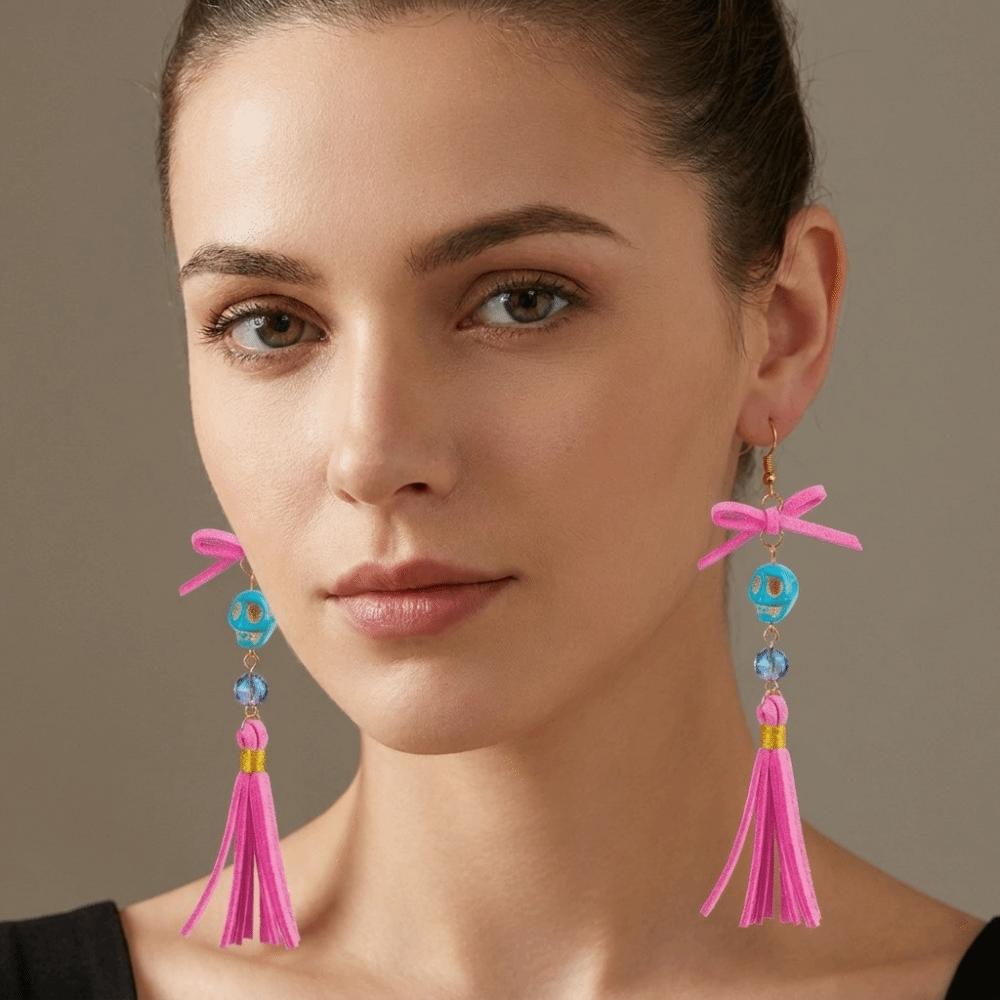 Tassel Halloween Earrings Rice Bead Ear Jewelry Accessories Fashion Skull Drop Earring Hipster