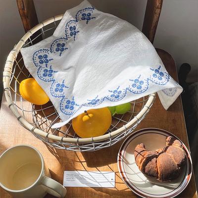 1Pc Cotton Originality Decorative Cloth Rural Style Photography Props Retro Style Embroidered Placemat Figure