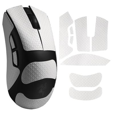 IMMOENUC Mouse Grip Tape Applicable Deathadder V3 HyperSpeed Mouse Tape PVC Material Seal Absorbs Skin Sweat and Prevents Slip Anti-Slip (White)