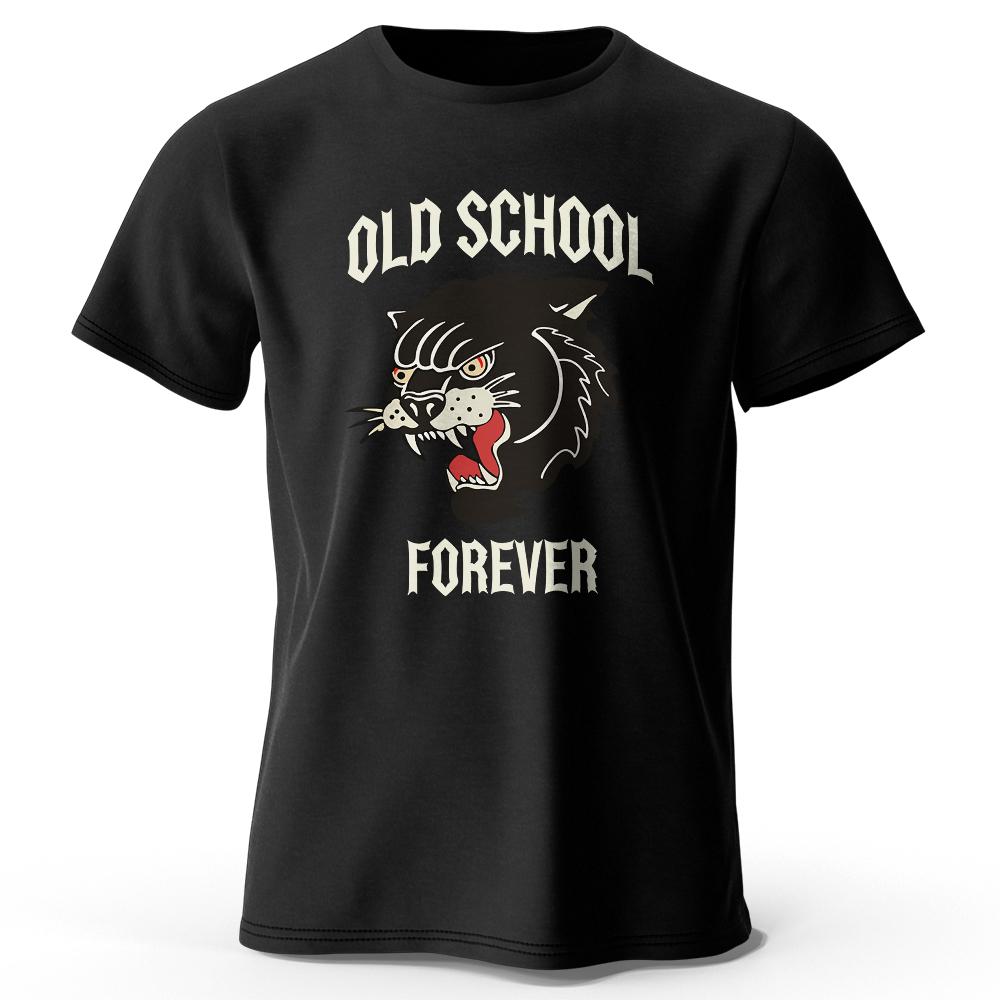 

Классическая мужская футболка Old School Forever с принтом в винтажном стиле для лета, топы, футболки, уличная мода XXXXXL чёрный