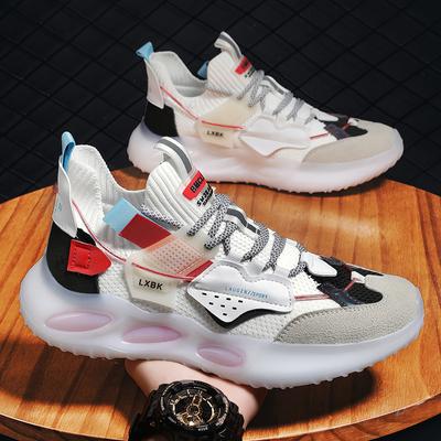 New Summer Trendy Mens Sports Shoes Versatile Lace Up Breathable Running Shoes Lightweight Durable and Elastic Training Shoes