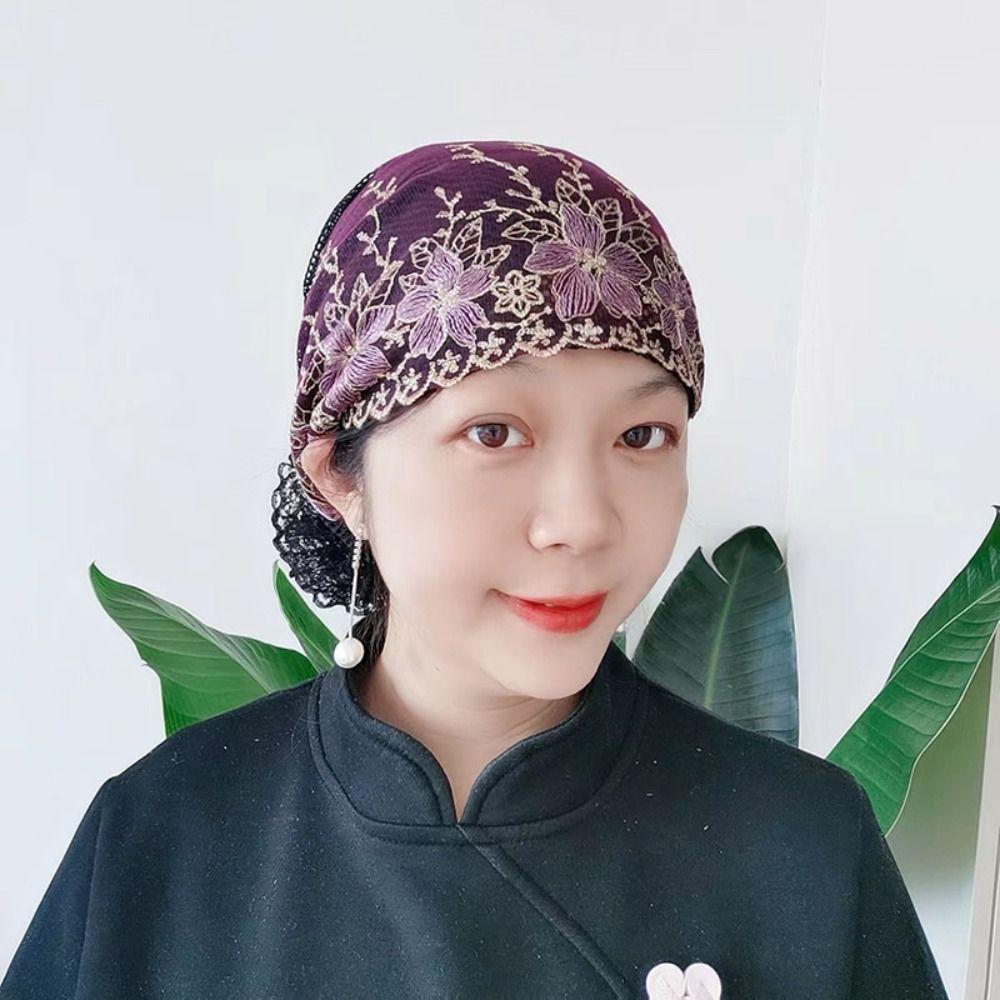 

Cotton Muslim Headpiece Flower Headband Elegant Muslim Headscarf Cap Women
