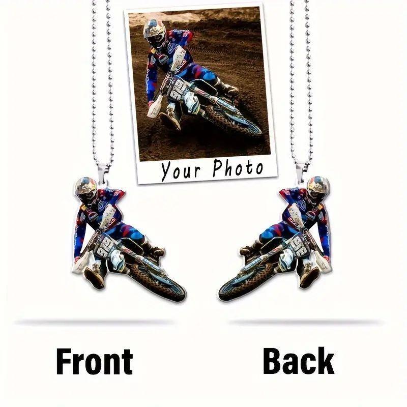 Colorful 2d Motorcycle Acrylic Car Hanging Pendant Stylish Cartoon Design For Decorative Gifts