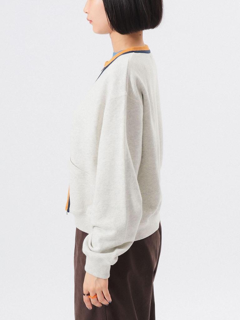 Beams Boy Women's Oatmeal Three-Tone Sweatshirt Cardigan, One Size