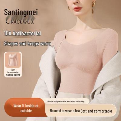 Tingmei Women's Thermal Top with Built-in Padded Bra