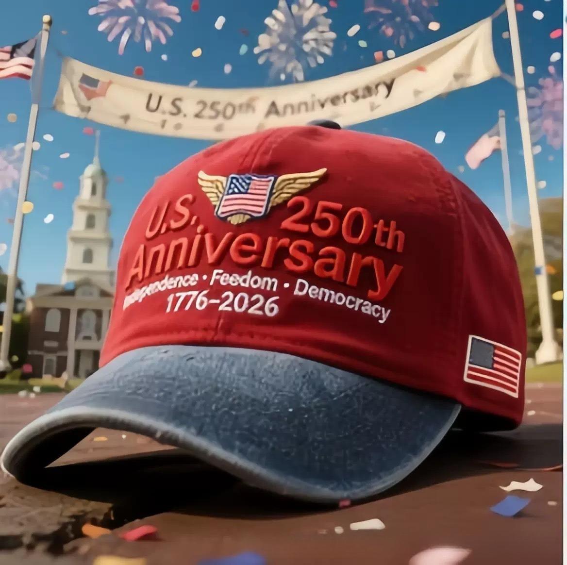 

3D digital printing, color matching cap, European and American 250th anniversary commemorative color contrasting baseball cap Adjustable (55-60cm)