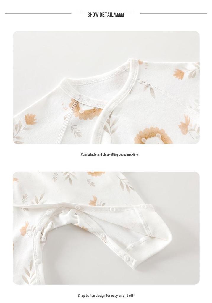 Spring & Autumn Korean Style Baby Cotton Bodysuit Pajamas - Butterfly Design, Home Jumpsuit for Crawling