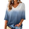 Women's V-Neck Gradient Print Blouse Lightweight for Spring and Summer
