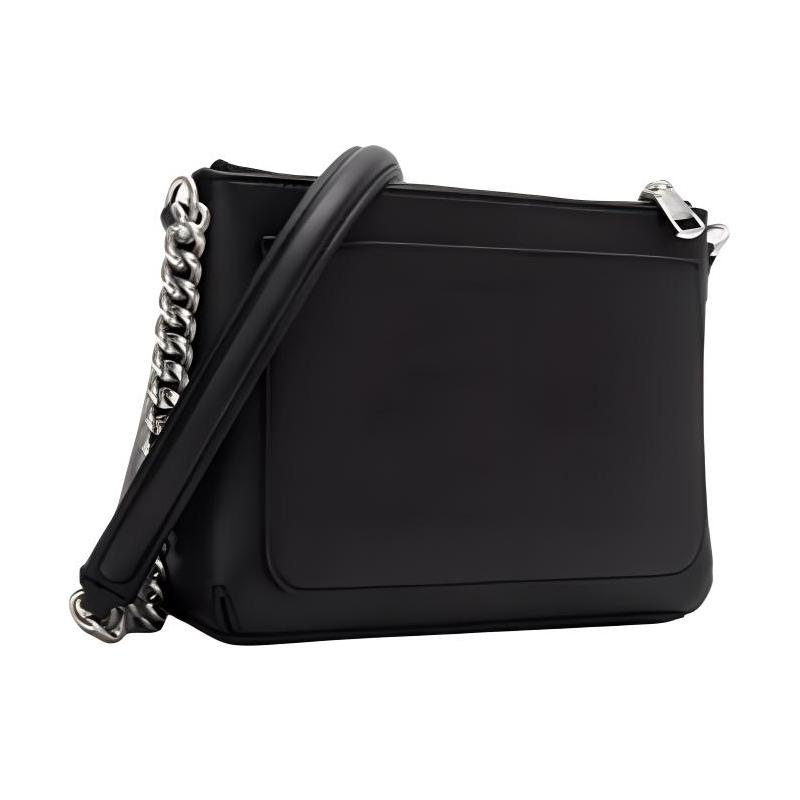 Calvin Klein Brand Logo Zipper Closure Synthetic Material Shoulder Crossbody Bag Women's Black