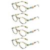 TUREZING 4 Pack Presbyopia Eyeglasses PC Material Flexible Spring Hinge Men Women Circular Print Flower Frame HD Ornamental Eyeglasses