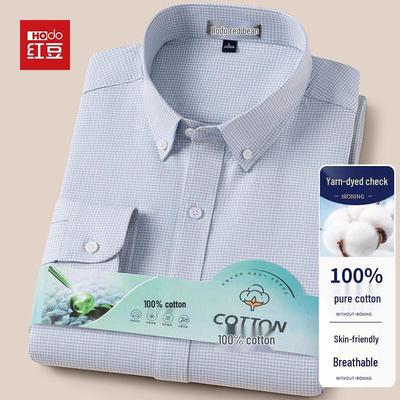Hodo Men's Plaid Cotton Long-Sleeve Shirt