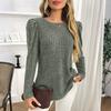 Women's Fashionable Solid Color Long Sleeved Round Neck Loose Casual Pullover T-shirt Top