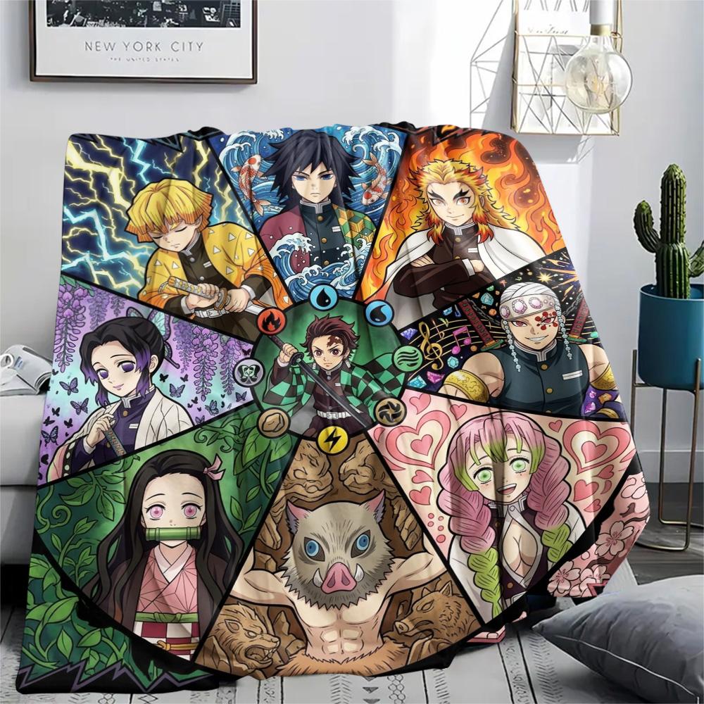 Demon Slayer Tanjiro Print Flannel Blanket, Ultra Soft High Quality All Seasons Warm Throw, Home Decor Cozy Blanket, Perfect Christmas Gift