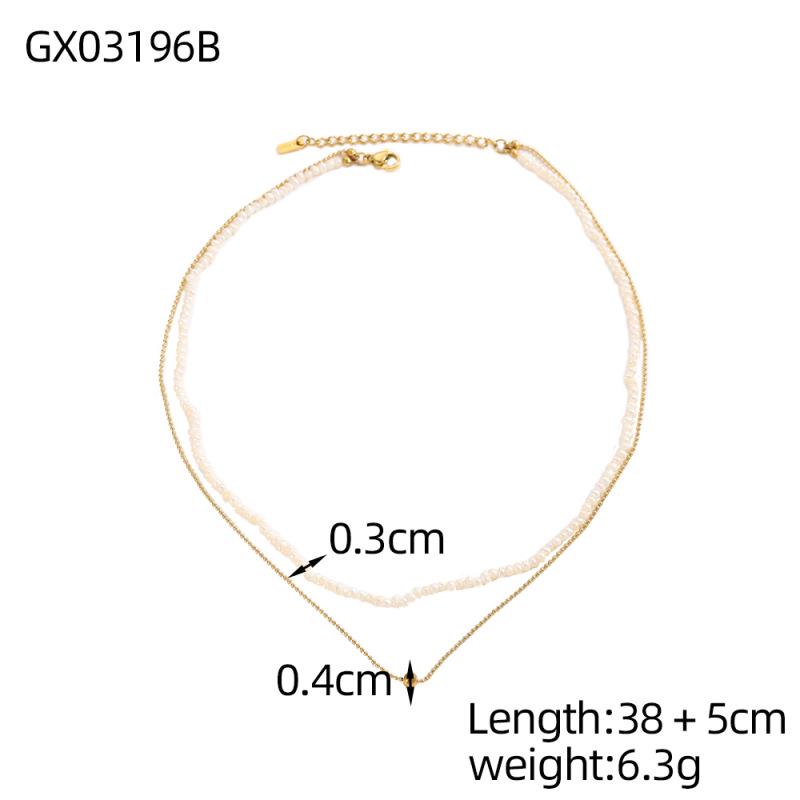Elegant Two-Layer Pendant Necklace with Freshwater Pearls and Gold Chains - Minimalist Jewelry for Everyday Wear
