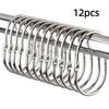 12pcs Oval Shower Curtain Hooks Rings Iron Gliding Hooks  For Bathroom Curtains Rods