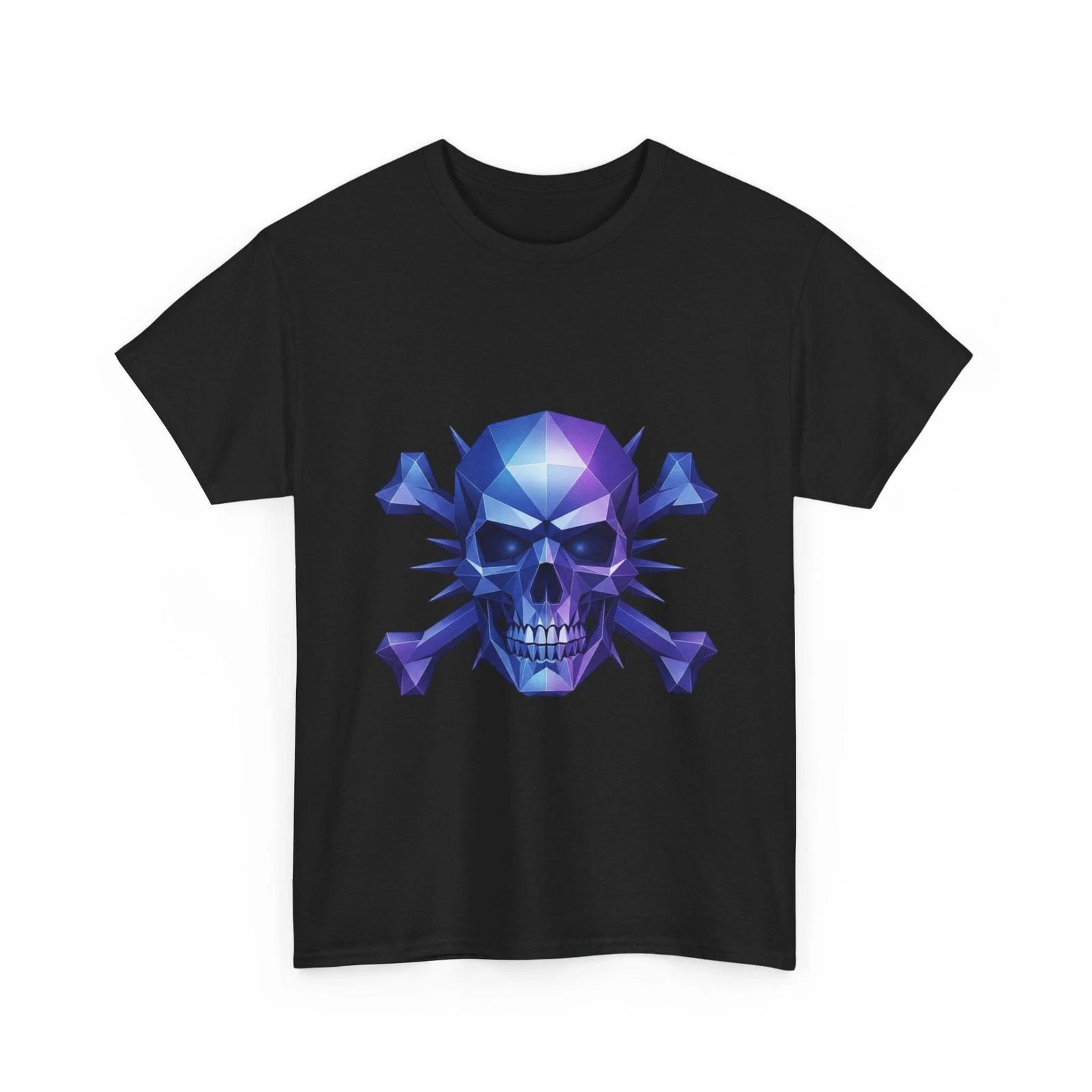 Purple Skull Crossbones T-Shirt Polygonal Skull Shirt Cool T-Shirt For Men/Women XL