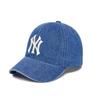 NY Heart Soft Top Denim Baseball Cap with Embroidered Lettering and Large Brim
