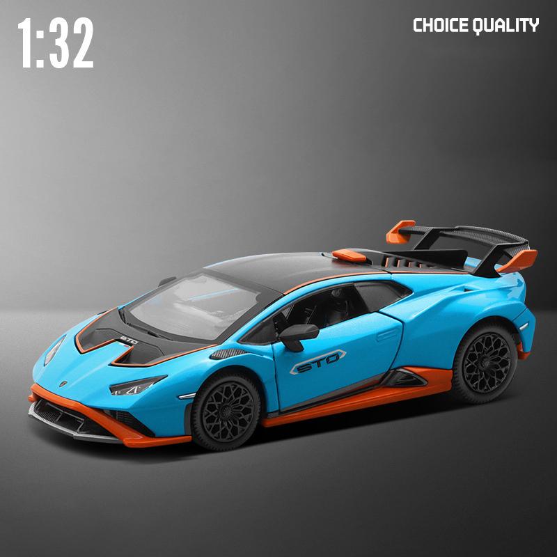 

1:32 Lamborghini Huracan STO Суперкар Сплав Литі під тиском та іграшкові транспортні засоби Металева іграшкова модель автомобіля Звук і світло Колекція Дитяча іграшка