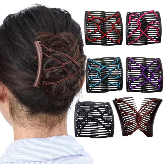 Women Hair Comb Elastic Rope Design Non-Slip Hair Comb Yoga Running Makeup Versatile Hair Accessories