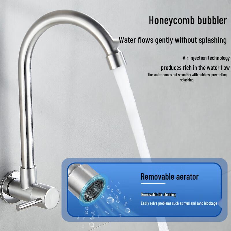 Shenzhang 304 Stainless Steel Wall-Mounted Single Cold Kitchen Faucet