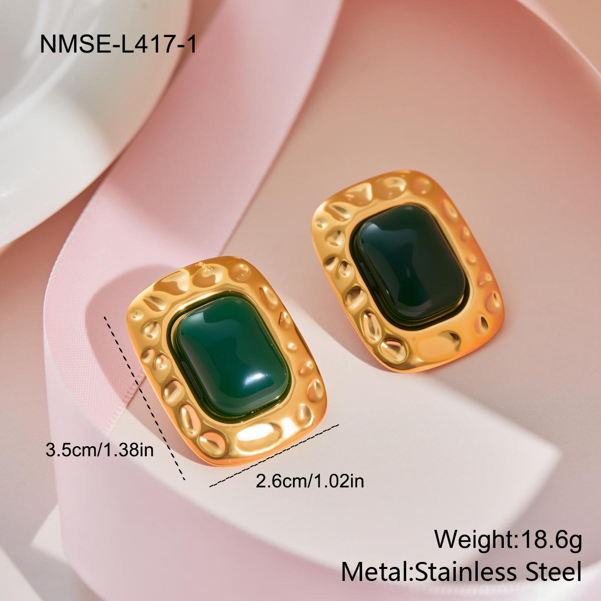 GEMCHIC Women s Stainless Steel Geometric Hammered Textured Cubic Zirconia Stud Earrings Retro Vintage Colorful Statement Jewelry