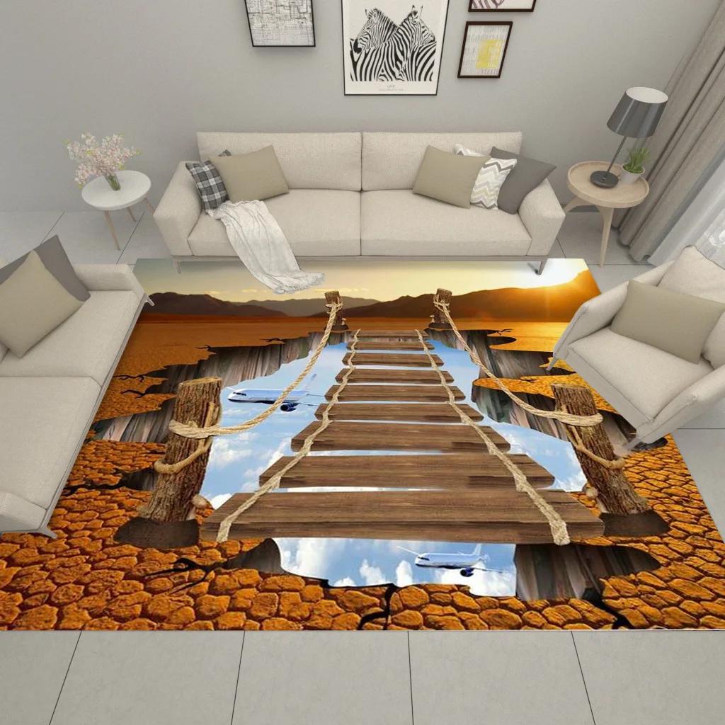 3D Single Bridge Pattern Living Room Large Carpet Bedroom Rug Alfombra Kids Area Rugs for Home Soft Floor Anti-slip Parlor Mat