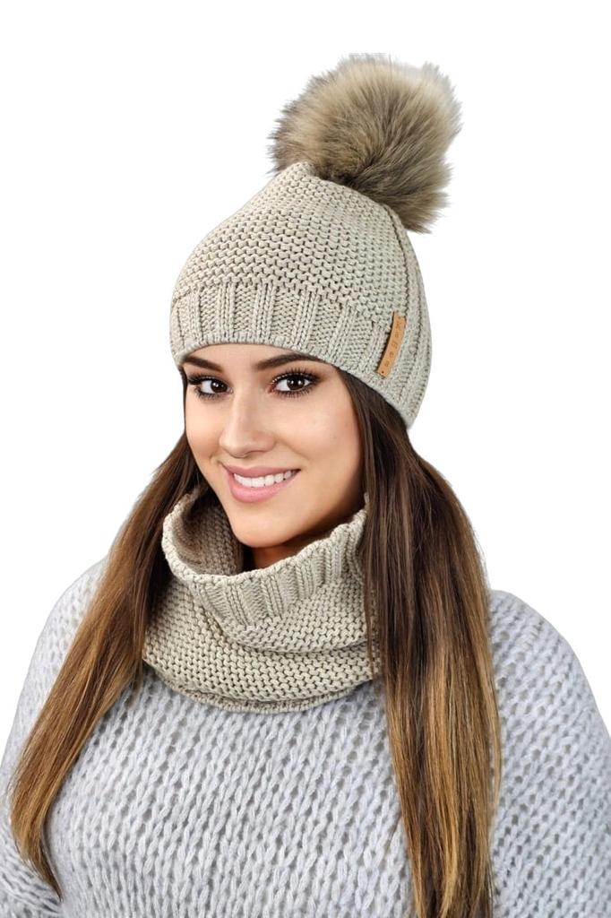 Fiona Winter Set Hat with Snood Color Beige