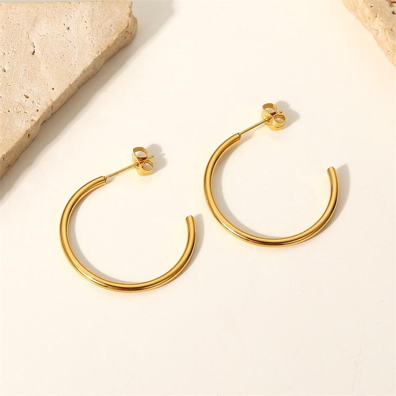 Minimalist Stainless Steel Hoop Earring Trendy Metal Big Hoop Earrings Geometric Round Fashion Popular Jewelry