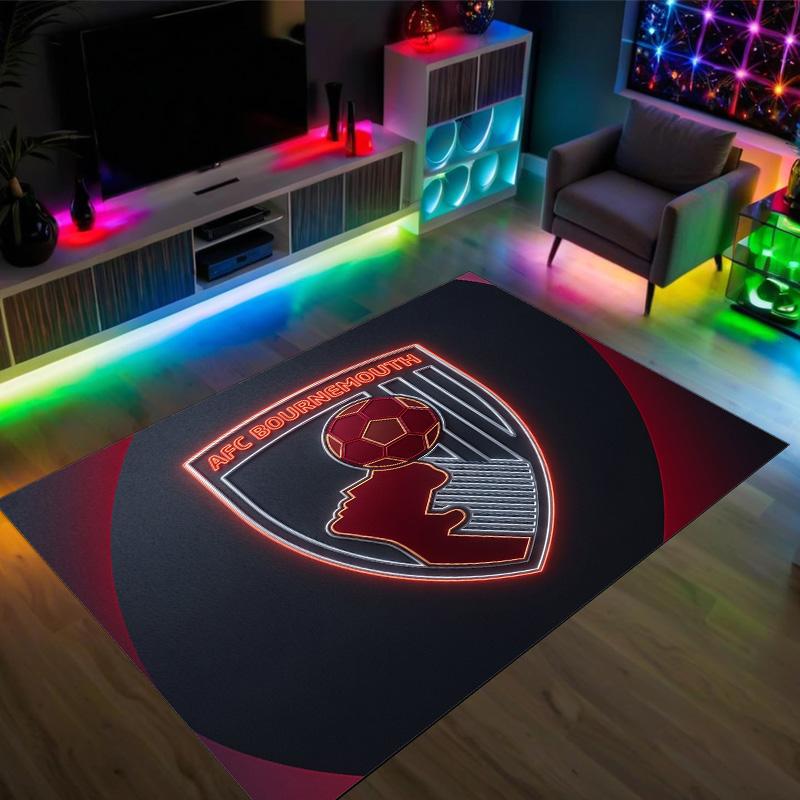 Bournemouth Football Design Crystal Velvet Carpet Cozy Non?Slip Printed Rug For Bedroom Living Room Entrance