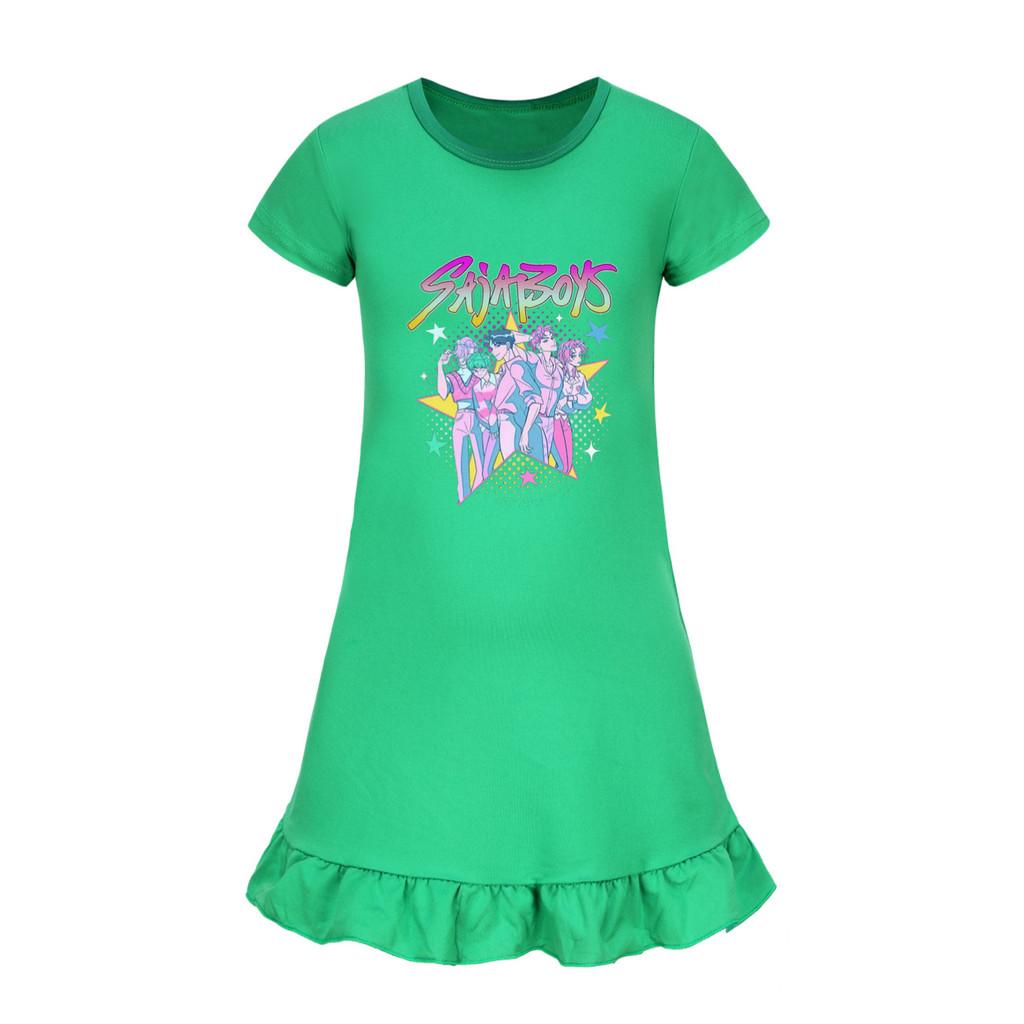 5054 Kids Girls Sajaboys Mira Zoey Rumi Printed Ruffle Short Sleeves Casual Dress