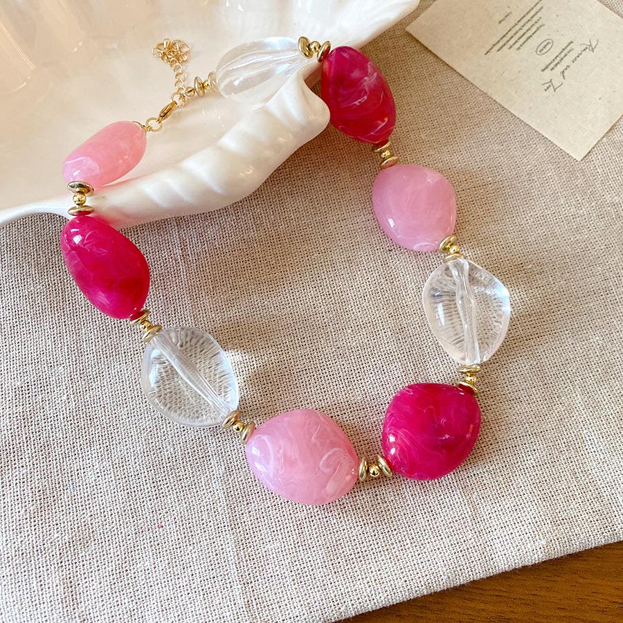 Acrylic smudged oval ear hook summer dopamine sweet simple gentle earrings niche high-end earrings