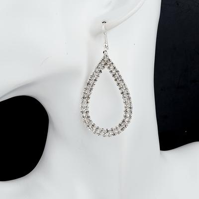 European and American Sparkling Zircon Droplet Shaped Earrings, Luxurious Wedding Banquet Jewelry Gifts for Women
