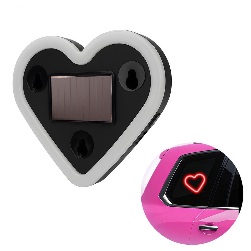 Solar-powered Heart-shaped LED Ambient Light For Car Interior Decoration, Heart-shaped Neon Decorative Light.