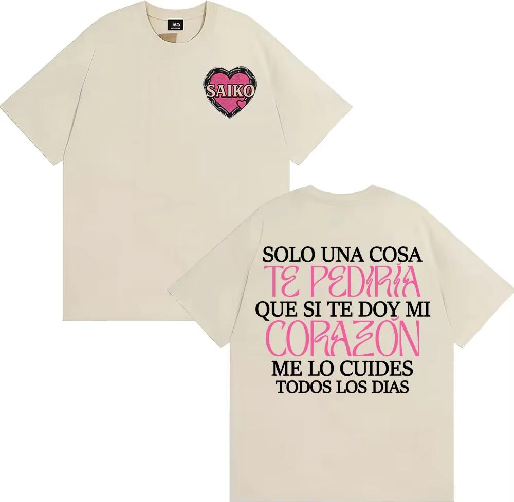 Rapper SAIKO Corazón Album Letters Print Tee Shirt Men Women Fashion Hip Hop Gothic Tshirt Cotton  Casual  T Shirt
