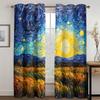 Pastoral Life Landscape Decorative Curtains Oil Painting Style 2 Piece Set Living Room Bedroom Office Window Decorative Curtains
